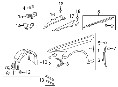 2009 Lexus LS460 Fender & Components Duct, Cool Air Intake, No.2 Diagram for 53207-50010
