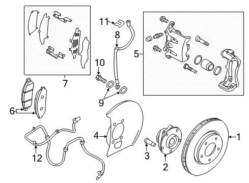 2012 Nissan Leaf Front Brakes CALIPER Assembly-Front LH, W/O Pads Or SHIMS Diagram for 41011-1VA0B
