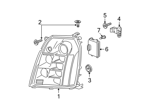 2013 Cadillac Escalade ESV Headlamps Module Bolt Diagram for 11561804