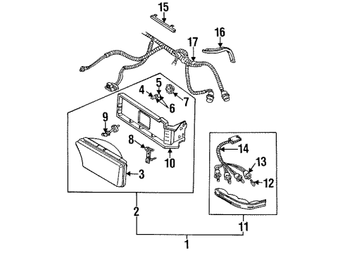 1996 Buick Roadmaster Headlamps Connector Diagram for 12117260