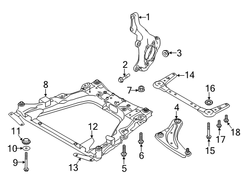 2022 Nissan LEAF Front Suspension Components Bolt Diagram for 54459-JJ40A