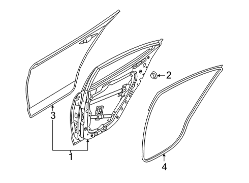 2022 Hyundai Elantra Door & Components W/STRIP Assembly-RR Dr Side RH Diagram for 83140-AB000