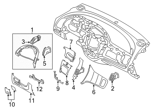 2017 Kia Forte5 Cluster & Switches, Instrument Panel Duct Assembly-Center Air Ventilator Diagram for 97420A7000AK5
