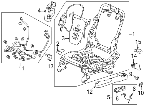 2015 Honda Accord Power Seats Cover, Driver Side Lumbar Motor Diagram for 81529-T2F-A31