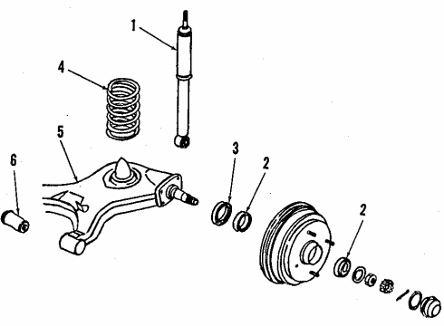 1986 Nissan Pulsar NX Rear Suspension Components, Lower Control Arm Spring Rear Suspension R Diagram for 55020-32A06