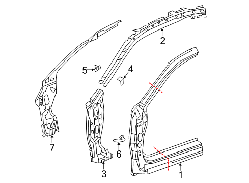 2014 Honda Accord Hinge Pillar Pillar, L. FR. Diagram for 64515-T3L-305ZZ