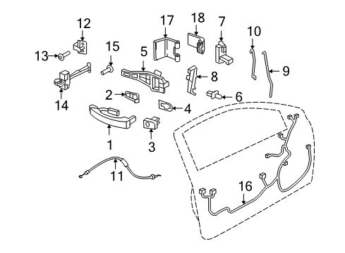 2008 Saturn Astra Front Door - Lock & Hardware Rod, Front Side Door Outside Handle Diagram for 24463565