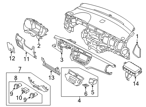 2015 Kia Rio Cluster & Switches, Instrument Panel Panel-Crash Pad Main Reinforcement Diagram for 847301W000DCM