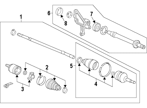 2014 Honda Accord Front Axle Shafts & Joints, Drive Axles Boot Set, Inboard Diagram for 44017-T3V-A00