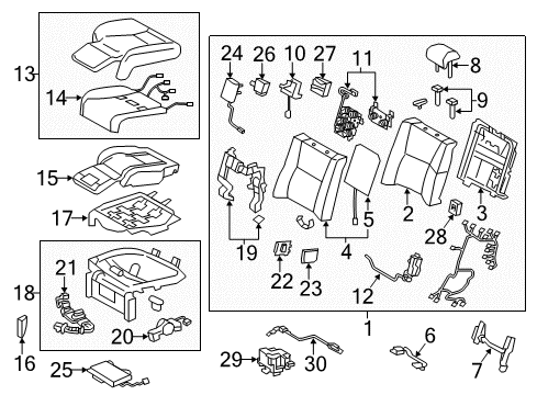 2014 Lexus LS600h Rear Seat Components Support, Rear Seat Headrest Diagram for 71931-30040-A2