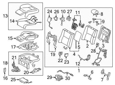 2014 Lexus LS600h Rear Seat Components Cap, Rear Seat Cover Diagram for 71845-50020-A1