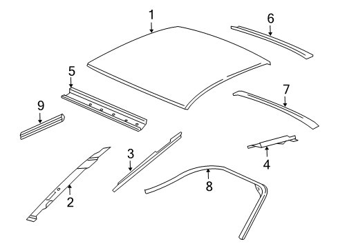 2002 Chevrolet Cavalier Roof & Components, Exterior Trim Weatherstrip Asm-Roof Side Rail Diagram for 22658002