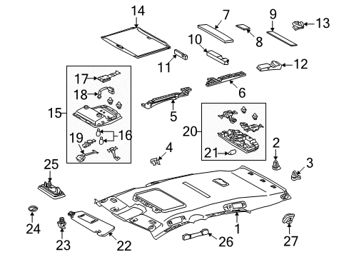 2014 Lexus RX450h Bulbs Holder, Visor Diagram for 74348-33040-C0