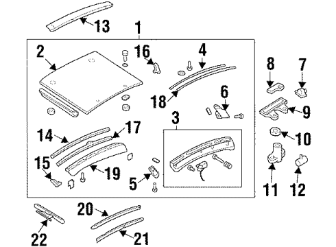 1992 Nissan 300ZX T-Top Glass Hook Assembly Roof Diagram for 91740-30P10