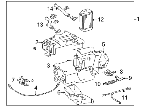 1999 Toyota 4Runner Heater Core & Control Valve Control Valve Diagram for 87240-35070