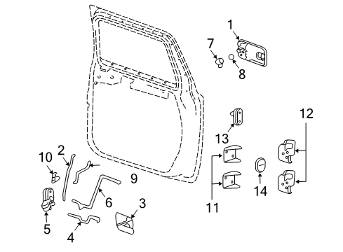 2006 Hummer H2 Front Door - Lock & Hardware Handle, Front Side Door Outside Diagram for 10360326