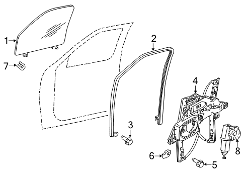 2012 Lincoln Navigator Front Door Run Channel Diagram for 8L1Z-7821596-AC