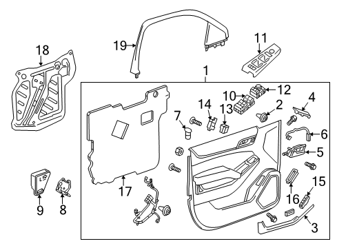 2017 GMC Yukon XL Interior Trim - Front Door Window Switch Diagram for 23180788