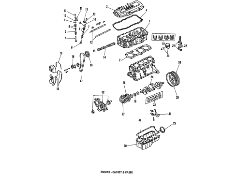 1984 Nissan 200SX Engine Parts, Mounts, Cylinder Head & Valves, Camshaft & Timing, Oil Pan, Oil Pump, Crankshaft & Bearings, Pistons, Rings & Bearings Pulley-Crankshaft Diagram for 12304-01F00