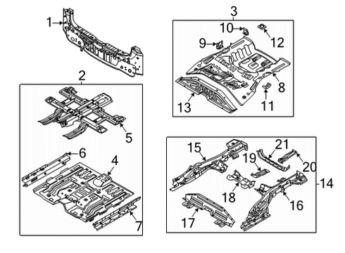 2019 Kia Niro EV Rear Body, Floor & Rails Member Assembly-Rr End U Diagram for 65911Q4000