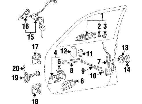 1998 Mitsubishi Mirage Door & Components Dr Check-Front Door Diagram for MR473234