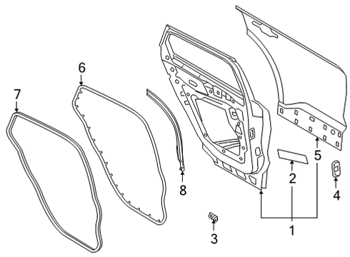 2021 Ford Bronco Sport Door & Components Door Shell Insulator Diagram for EJ7Z-78203A16-A