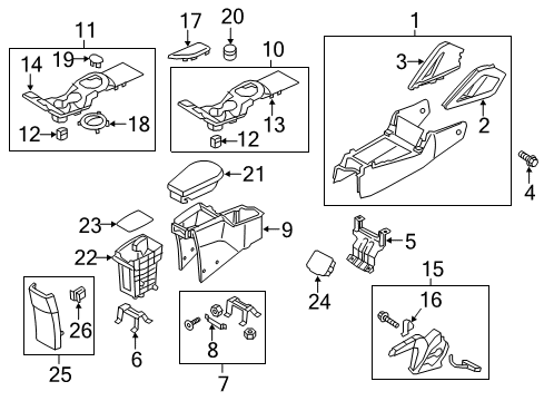 2012 Hyundai Veloster Switches Cover-Console Upper Diagram for 84651-2V000-RY