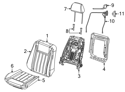 2018 Dodge Challenger Front Seat Components Guide Diagram for 1UV46DX9AA