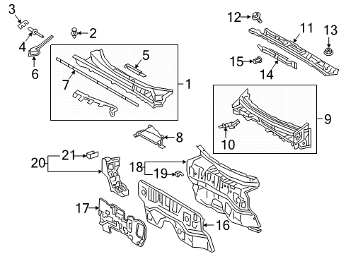 2020 Toyota RAV4 Cowl Panel Sub-Assembly, Dash Diagram for 55101-42250