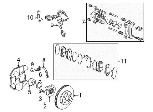 2002 Acura RSX Anti-Lock Brakes Caliper Sub-Assembly, Left Front Diagram for 45019-S7A-J02