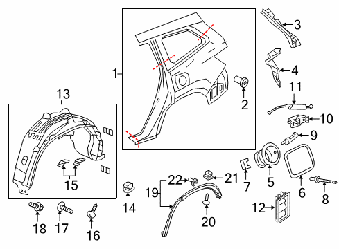 2020 Honda Pilot Quarter Panel & Components, Exterior Trim Fender, R. RR. (Inner) Diagram for 74551-TG7-A00