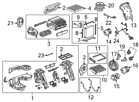 2014 Buick LaCrosse A/C Evaporator & Heater Components Harness Diagram for 23328857