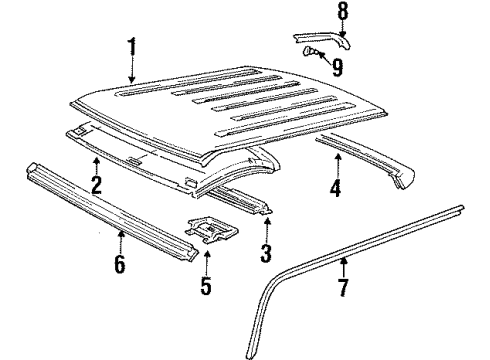 1994 GMC C2500 Roof & Components Molding Retainer Diagram for 15554088