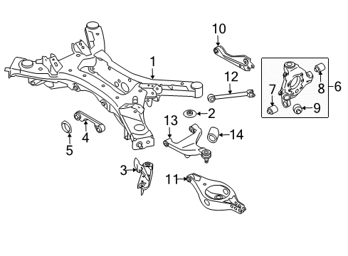 2018 Nissan Pathfinder Rear Suspension, Lower Control Arm, Upper Control Arm, Stabilizer Bar, Suspension Components Housing Assembly-Rear Axle Diagram for 43021-3JA0A