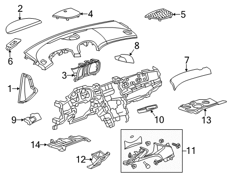 2014 Chevrolet Malibu Cluster & Switches, Instrument Panel Liner Diagram for 22743935