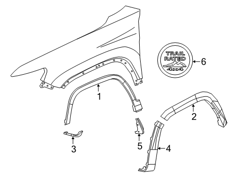 2020 Jeep Cherokee Exterior Trim - Fender SPAT-Front FASCIA Diagram for 68288014AC