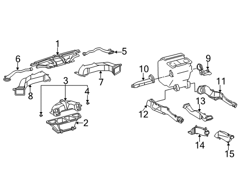 2002 Toyota Camry Ducts Front Duct Diagram for 55845-AA010