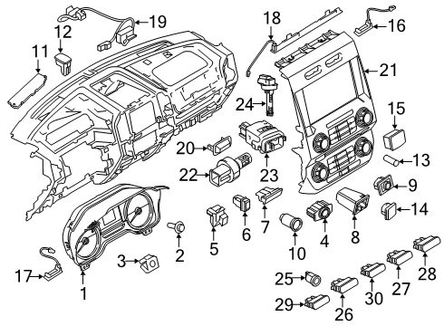 2018 Ford F-150 Ignition Lock Cluster Assembly Diagram for JL3Z-10849-AAC