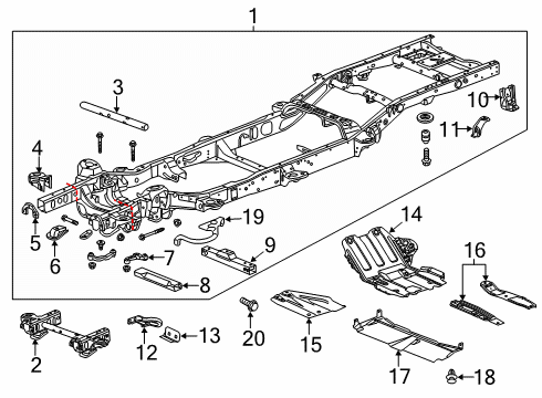 2017 GMC Sierra 1500 Frame & Components Front Section Diagram for 84392069