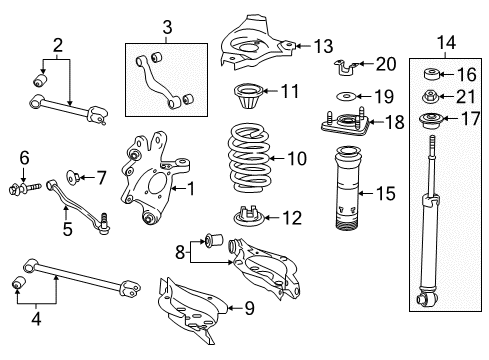 2020 Lexus RC350 Rear Suspension Components, Lower Control Arm, Upper Control Arm, Ride Control, Stabilizer Bar Cover, Lower Control A Diagram for 48737-30020