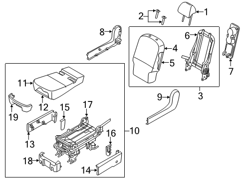 2015 Kia Sedona Second Row Seats Pad Assembly-Seat Back Diagram for 89350A9030