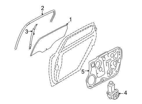 2011 Hyundai Azera Rear Door Run Assembly-Rear Door Window Glass RH Diagram for 83540-3L000