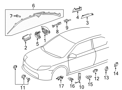 2011 Scion tC Air Bag Components Spiral Cable Sub-Assembly With Sensor Diagram for 84307-30090