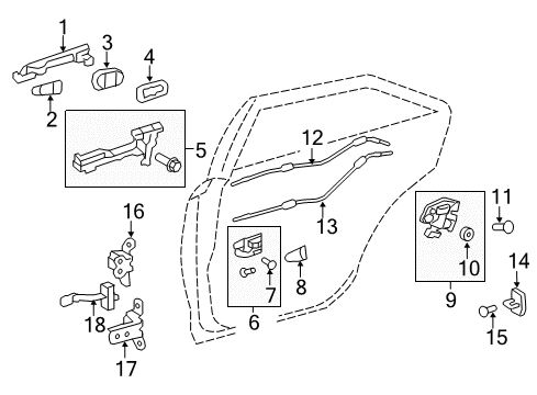 2012 Toyota Camry Rear Door Handle, Outside Diagram for 69211-06090-E0