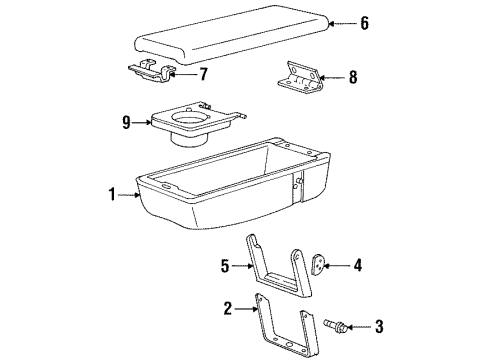 1997 Chevrolet Monte Carlo Center Armrest Lid Asm-Front Seat Folding Storage Armrest *M*Gray Diagram for 12518577