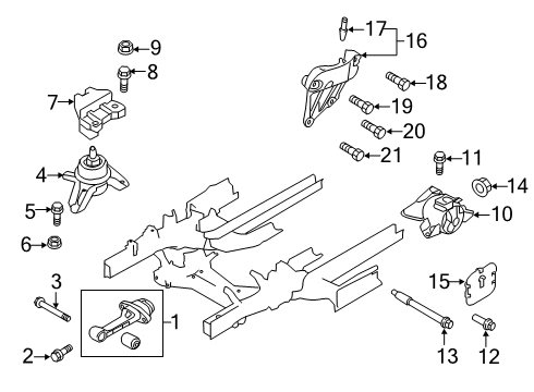 2021 Kia Sportage Engine & Trans Mounting Engine Mounting Support Bracket Diagram for 21825-D9000