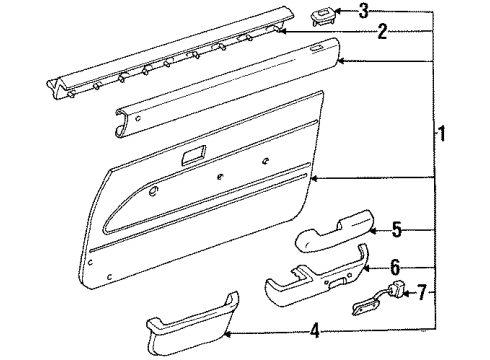 1991 Toyota 4Runner Door Panel Weatherstrip Assy, Front Door Glass, Inner Diagram for 68171-89136