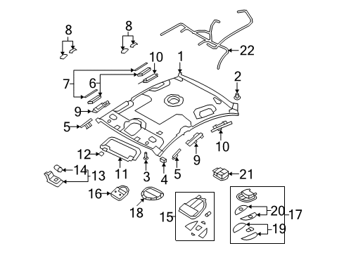 2010 Hyundai Genesis Interior Trim - Roof Room Lamp Assembly Diagram for 92870-3M500-TX