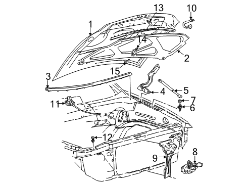 2002 Ford Expedition Hood & Components Latch Diagram for 4L1Z-16700-AA
