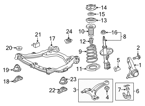 2016 Toyota Camry Front Suspension, Lower Control Arm, Stabilizer Bar, Suspension Components Strut Diagram for 48510-8Z153